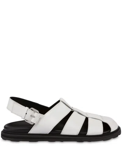 Moschino Patent Leather Sandals In White