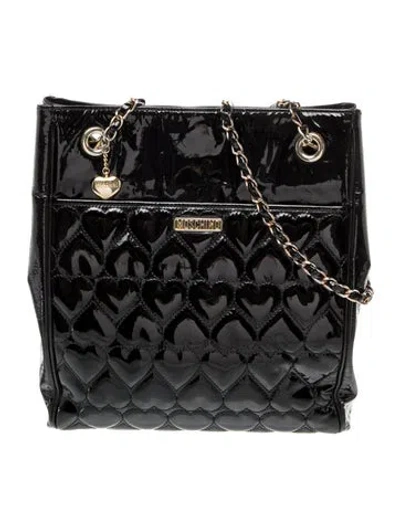 Pre-owned Moschino Patent Leather Shoulder Bag In Black