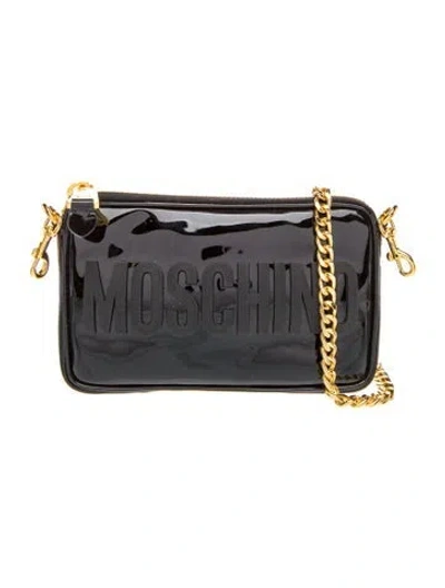 Pre-owned Moschino Patent Leather Shoulder Bag In Black