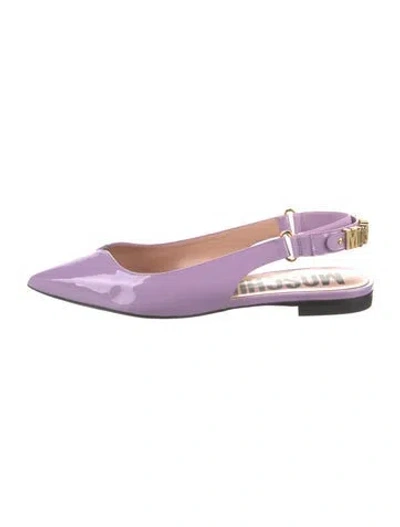 Pre-owned Moschino Patent Leather Slingback Flats W/ Tags In Purple