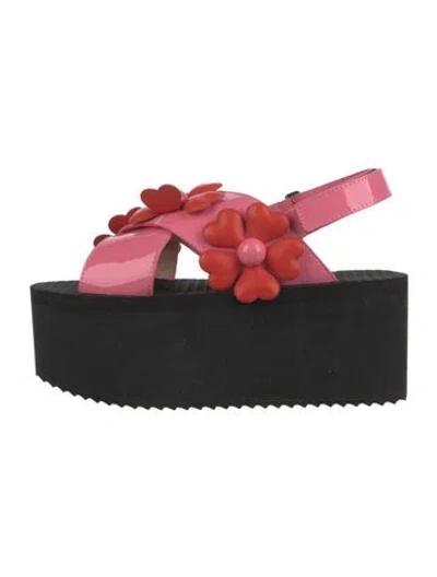 Pre-owned Moschino Patent Leather Slingback Sandals In Pink