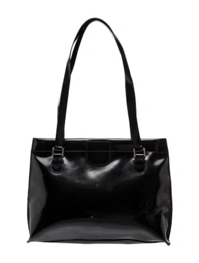 Pre-owned Moschino Patent Leather Top Handle Bag In Black