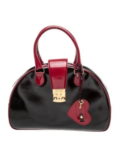 Pre-owned Moschino Patent Leather Top Handle Bag In Black