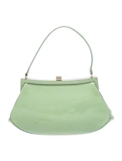 Pre-owned Moschino Patent Leather Top Handle Bag In Green
