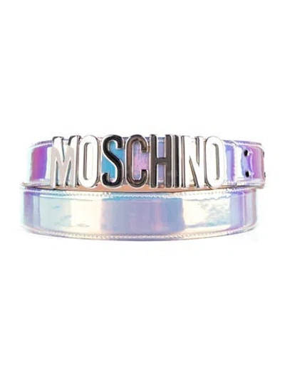 Pre-owned Moschino Patent Leather Waist Belt In Purple