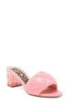 MOSCHINO PATENT QUILTED BLOCK HEEL SANDAL