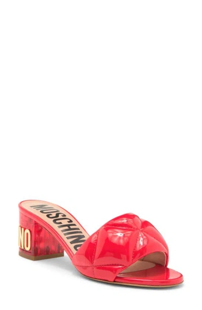 Moschino 60mm Logo-lettering Quilted Leather Mules In Red