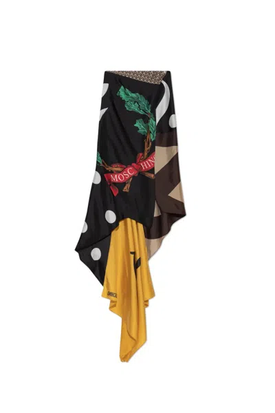 Moschino Pattern Beach Towel In Black