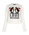 Moschino Pattern Inlaid Flower Round Neck Sweater In White