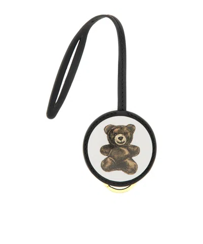 Moschino Pattern Keychain In Black