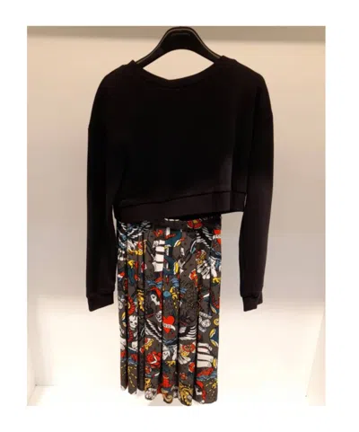 Moschino Pattern Printed Fake Two-piece Dress In Black