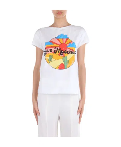Moschino Pattern Printed Short-sleeved T-shirt In White
