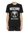 Moschino Black Double Question Mark Logo T-shirt In Black