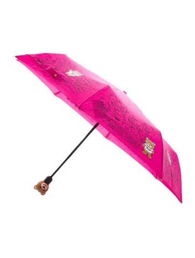Pre-owned Moschino Pattern Printed Umbrella  W/tags In Pink