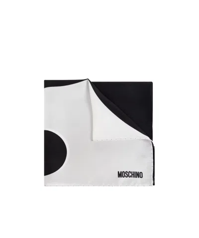 Moschino Pattern Silk Scarf In White
