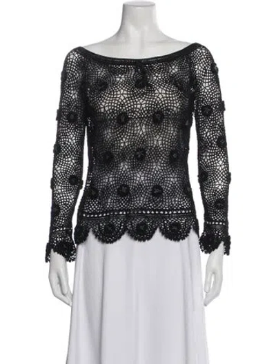 Pre-owned Moschino Patterned Bateau Neckline Sweater In Gray