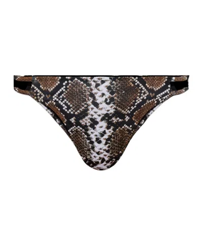 Moschino Patterned Bikini Bottoms In Brown