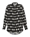 Moschino Camicia Stampa All Over Optical Su Raso Opaco Di Seta In Black
