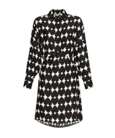 Moschino Heart Motif Mini Shirt Dress In Black