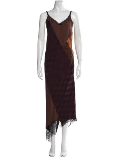 Pre-owned Moschino Patterned Midi Length Dress In Burgundy