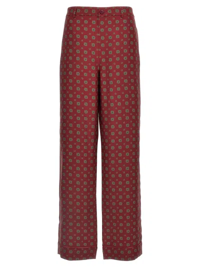 Moschino Silk Pants With Graphic Pattern In Multi