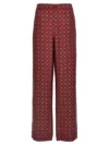 Moschino Silk Pants With Graphic Pattern In Bordeaux