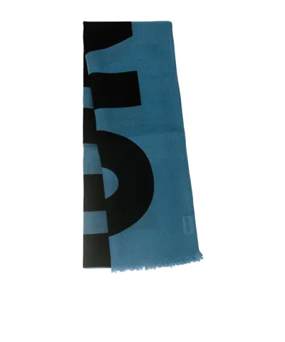 Moschino Patterned Scarf In Blue