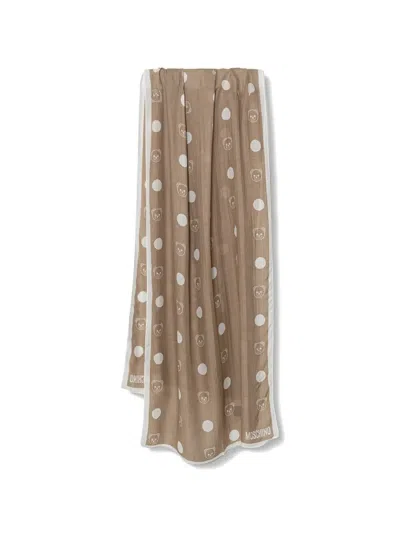 Moschino Patterned Scarf In Brown