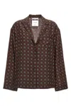 Moschino Couture Printed Silk Shirt In Brown