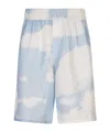 Moschino Silk Twill Bermuda Shorts Archive Clouds In Blue