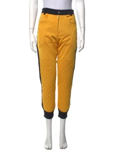 Pre-owned Moschino Patterned Straight Leg Pants In Yellow