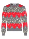 Moschino Ribbed Crewneck Sweater Graphic Pattern In Gray