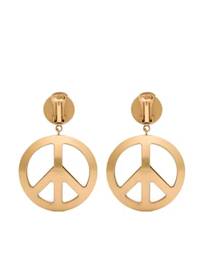 Moschino Peace Sign Clip-on Earrings In Gold