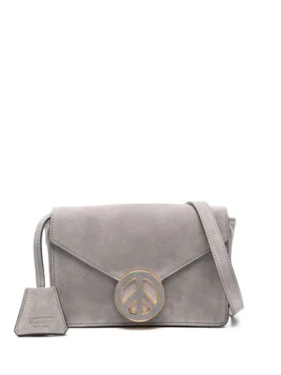 Moschino Peace-sign Crossbody Bag In Grey