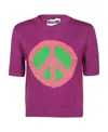 Moschino Peace Short-sleeve Sweater In Purple