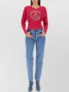 Moschino Peace Symbol Embellished Knitwear With Long Sleeves In Pink