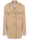 Moschino Peak-lapel Cotton-blend Coat In Neutrals