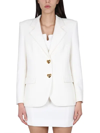 Moschino Peaked Lapel Heart-shape Single-breasted Jacket In White