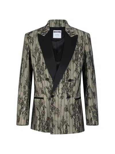Moschino Peak-lapel Double-breasted Blazer In Brown