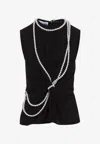Moschino Flared Hem Knot Detailing Pearl Embellishments In Black