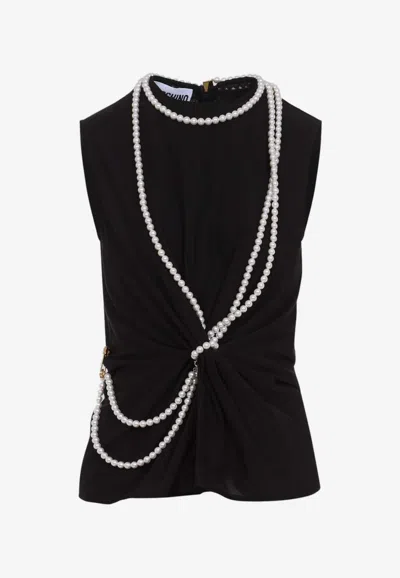MOSCHINO PEARL EMBELLISHED SLEEVELESS TOP