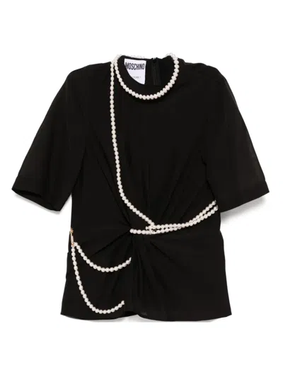Moschino T-shirt Mit Perlen In Schwarz