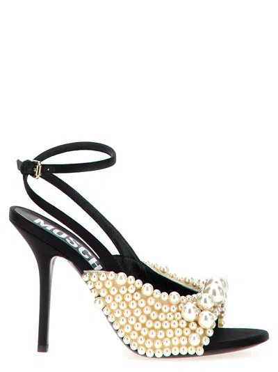 Moschino 110mm Faux-pearl Embellished Sandals In Multicolor