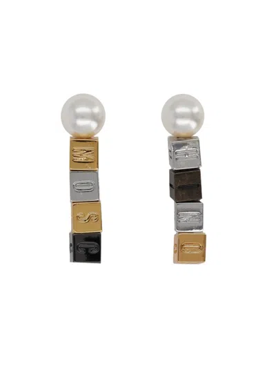 Moschino Pearl-embellished Earrings In Silver