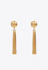 Moschino Pen-motif Engraved Clip-on Earrings In Gold