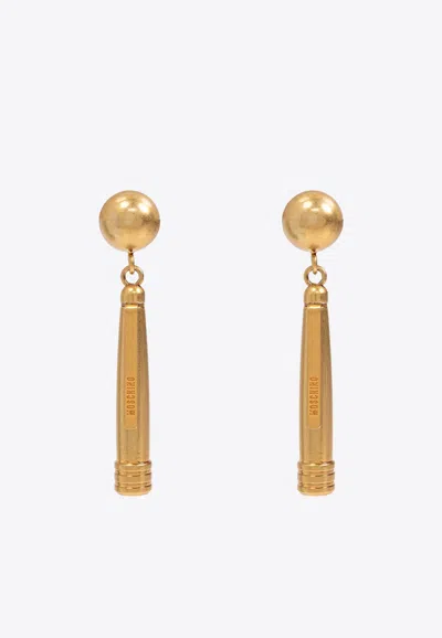 MOSCHINO PEN-MOTIF ENGRAVED CLIP-ON EARRINGS