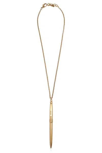 Moschino Feather-pendant Necklace In Gold