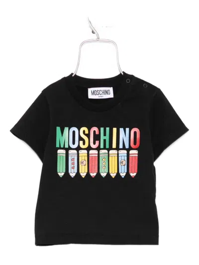 Moschino Babies' Pencil-print T-shirt In Black