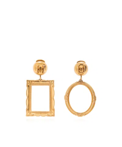 Moschino Pendant Clip Earrings In Brown