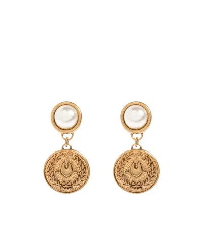 MOSCHINO PEARL-EMBELLISHED COIN EARRINGS